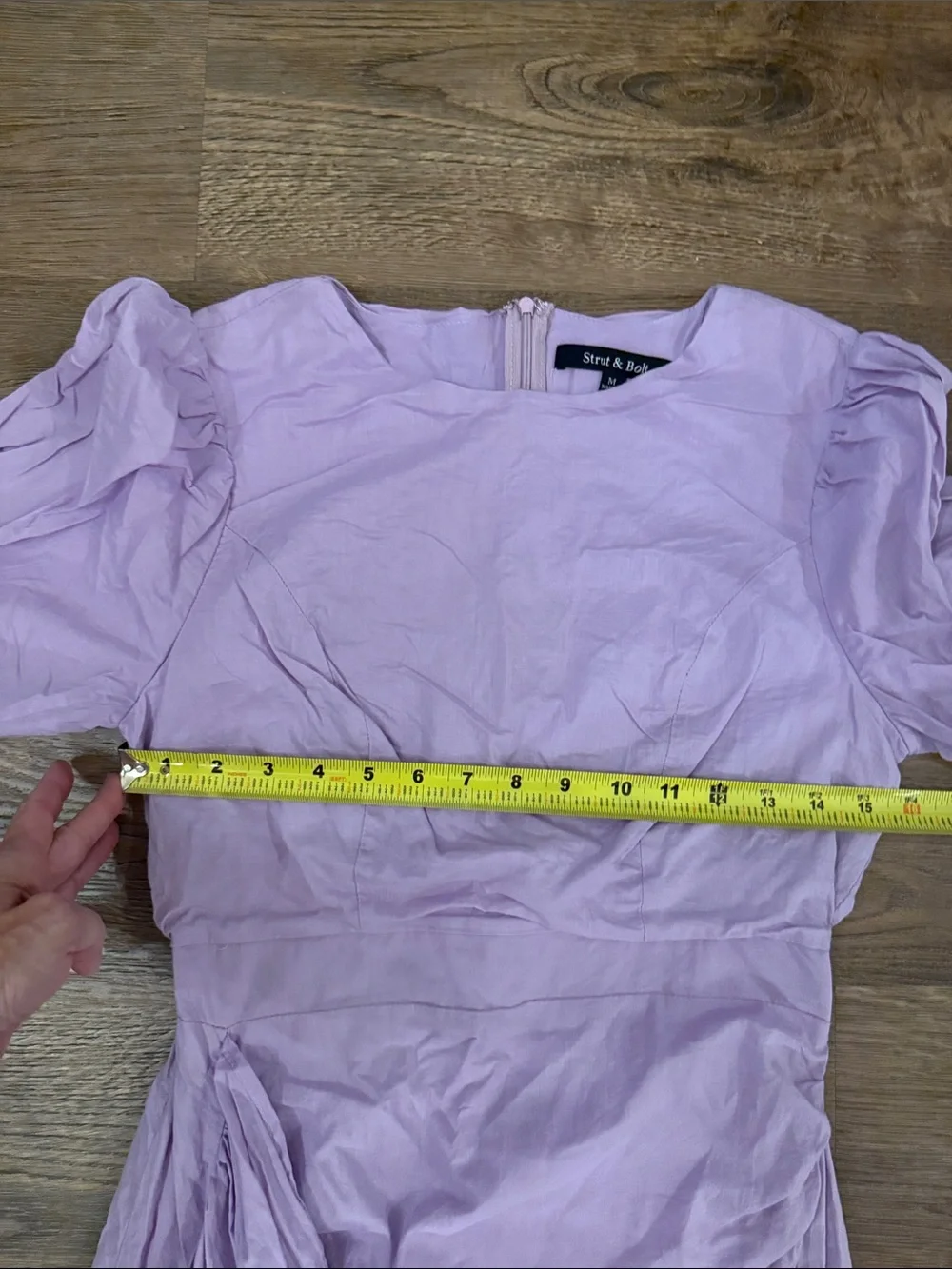 Strut & Bolt Puff-Sleeve Lavender Mini Dress with Draped Skirt Size Medium